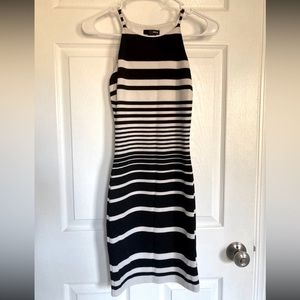 Aqua striped fitted mini dress